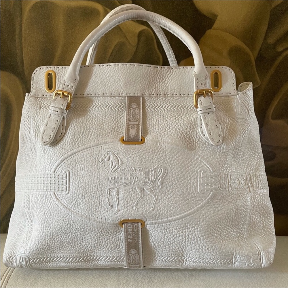 Fendi Selleria Villa Tote leather w/horse bag